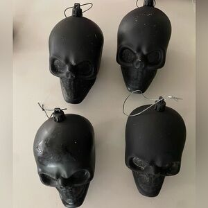 Black skull ornament Christmas Or Halloween Set Of 4